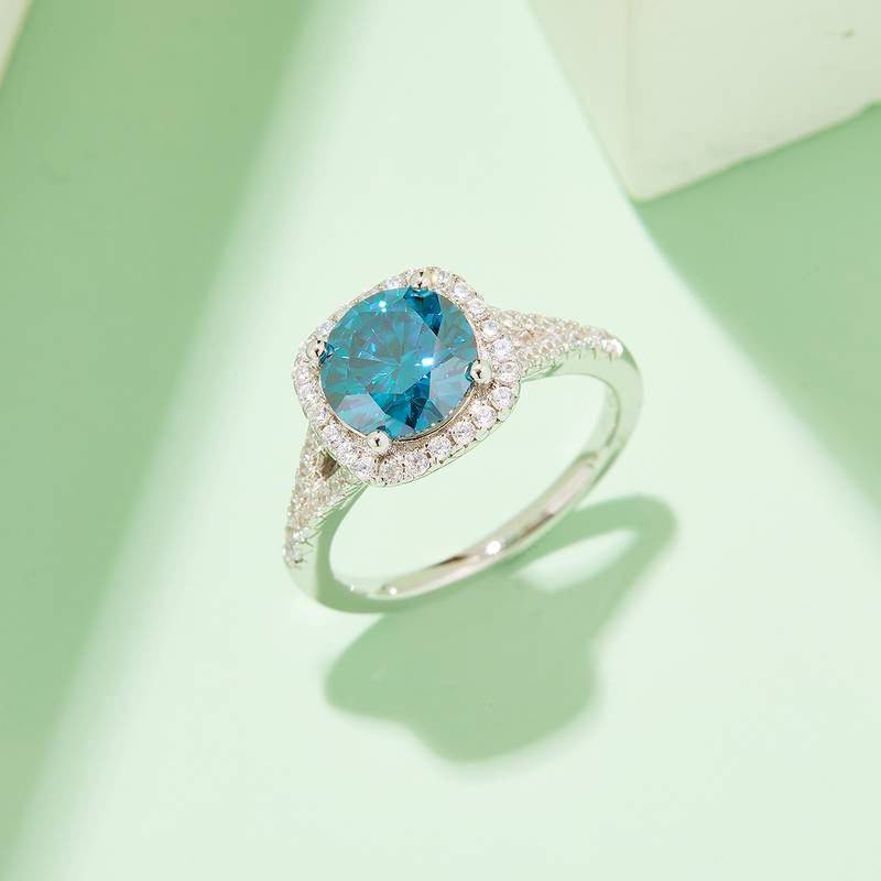 双臂方包S925银镀白金MoissaniteWomen's Ring1.5ctD级